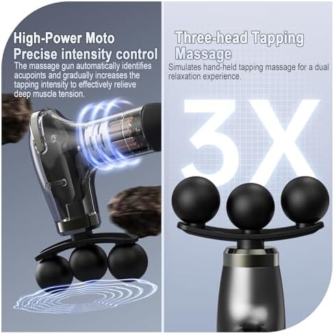 Massage Gun with Upgraded Extension Handle, Back Massager for Pain Relief Deep Tissue, 12MM Percussion Less-Shock Neck/Foot/Leg/Shoulder Massager, 9 Speed Levels & 5 Replaceable Heads (Space Silver) - Image 6