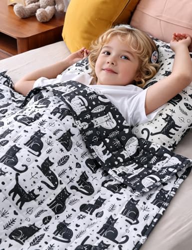 YnM Weighted Blanket Queen(60"x80" 12lbs) Washable Soft Heavy Blanket Throw for All-Season Weighted Blanket for Sleeping,Throw Size Breathable Blanket with Premium Glass Bead(Cat) by YNM
