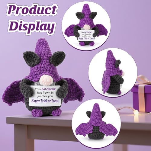 Boo Basket Stuffers for Women Adult, Halloween Teen Girl Boys Gifts Crochet Purple Bat Gnome Spooky Basket Stuffer Halloween Treats Non Candy, Goodie Bag Stuffers in Treat - Image 4