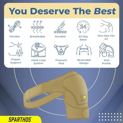 Sparthos Rotator Cuff Shoulder Brace for Women & Men - Support - Beige-UNI - Image 5