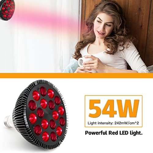 Red Light Therapy Bulb 660nm Red & 850nm Near Infrared, Light Therapy Bulb, E26/27 Base Lamp with Power Cord, Home Wellness & Muscle Recovery, 18 LED, 54W, Combo Device for Face & Skin Health - Image 7