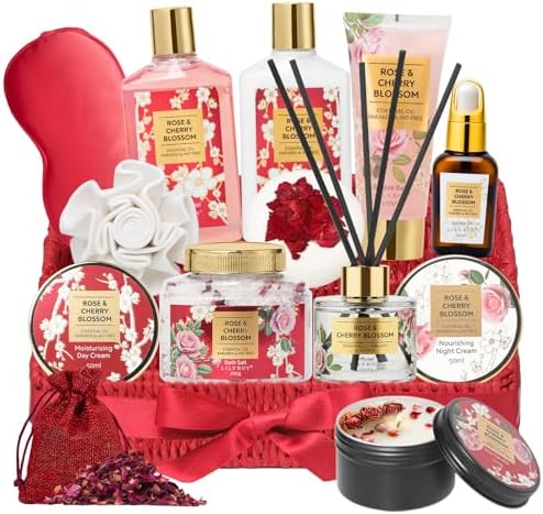 Spa Gifts for Women, Skin Care Gift Set - Rose Spa Gift Baskets for Women by LILYROY