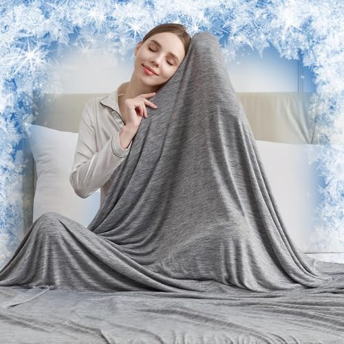 CHOSHOME Cooling Blanket for Hot Sleepers - Summer Blanket Thin Soft Lightweight Breathable Double Side Enhanced Cooling for Hot Flashes, Night Sweats, Bed, Couch (Grey, 60 x 80 inches) by CHOSHOME