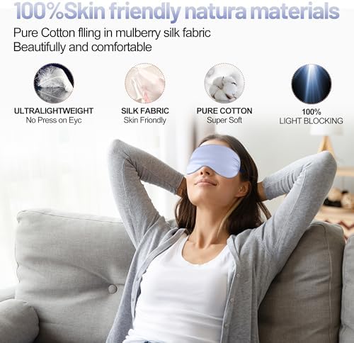 Silk Sleep Mask, Blackout Eye Mask for Sleeping with Adjustable Strap - Image 5