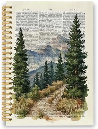 XPH Vintage Nature Landscape Spiral Notebook, Mountain Forest Journaling Notebooks for Women, Mountain Gifts Hardcover Journals for Writing 160 Pages 5.5 x 8.3 Inch, Nature Lover Gifts by XPH