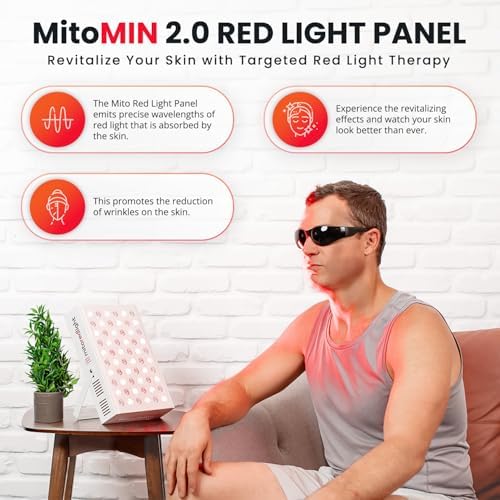 Mito Red Light – MitoMIN 2.0 Red Light Panel – Red Light Therapy for Face and Neck – Red Light & Near Infrared Red Light Therapy – At-Home Red Light Therapy for Body - Image 2