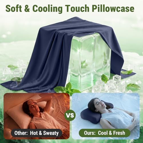 ZZ-WELL Neck Pillow for Sleeping - Memory Foam Pillows with Portable Storage Bag, Cooling Pillowcase - Soft Sleeping Pillow for Side Back Sleepers on Bed, Camping, Travel Size (Blue) - Image 7