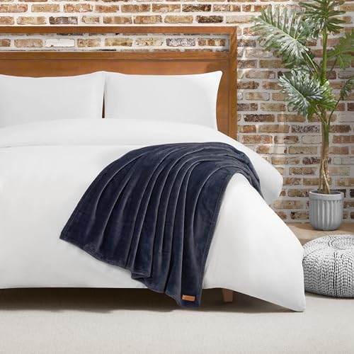 Lucky Brand Solid Plush 50"x70" Throw Blanket, Vintage Blue Indigo - Soft, Cozy, and Timeless Comfort - Image 4