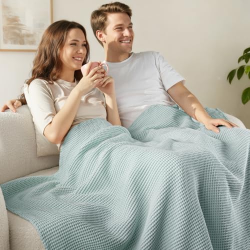 Exclusivo Mezcla 100% Cotton Breathable Waffle Blanket Queen Size, 90"x90" - Image 3
