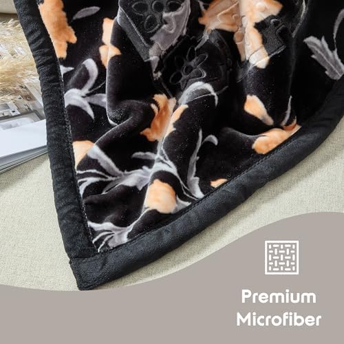 Nestl Korean Mink Blanket King Size - 12 Lbs Velvet Fleece Korean Blanket - 2 Ply Warm & Thick Winter Blanket - Wrinkle & Fade Resistant - 87 x 94 Inches (Black & Grey) - Image 2