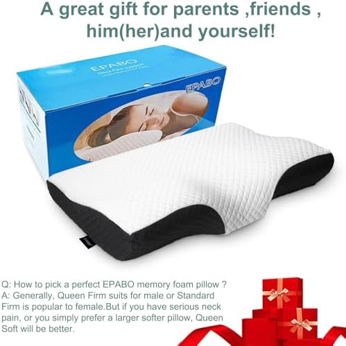 EPABO Contour Memory Foam Pillow Orthopedic Sleeping Pillows, Ergonomic Cervical Pillow for Neck Pain - for Side, Back and Stomach Sleepers, Free Pillowcase Included (Firm & Near King) - Image 4