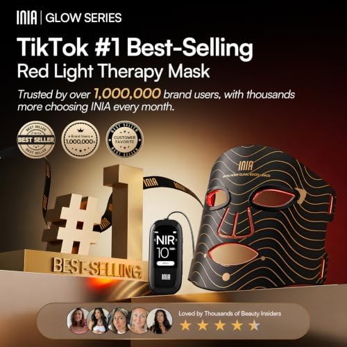 INIA Red Light Therapy Mask for Face, 850nm NIR, Red/Blue LED Light 4 Modes - Image 2