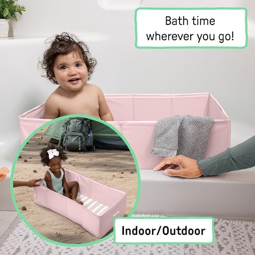 Ingenuity Tuckaway Toddler Folding Tub, Converts Shower to Tub, Folds to Store, Easy to Clean, No Assembly Required, Portable Baby Bathtub for Travel, 12M-5Y, Pink - Image 3