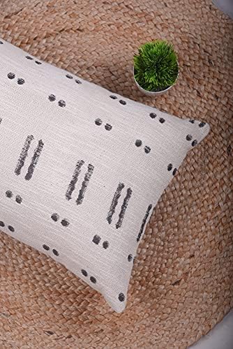 Trade Star Decorative Cotton Lumbar Pillow Cover Mudcloth Throw Pillow Cover Large Pillow for Living Room Handwoven Modern Boho Couch Bedroom Sofa Fall Decor Case (Ivory Blossom 12X24 INCH) - Image 4