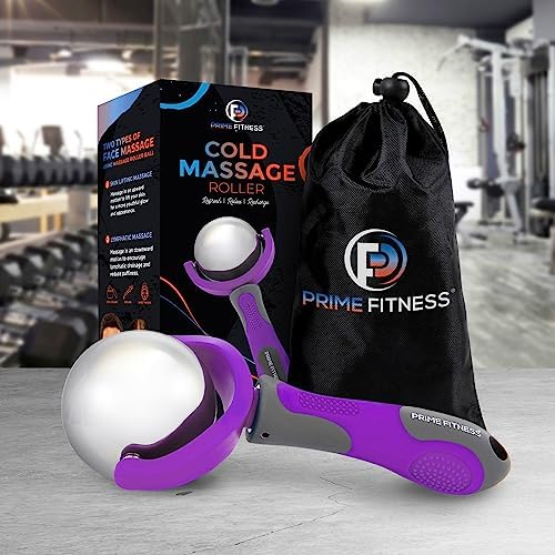 PRIME Fitness Cold Massage Roller Ball | Cold Therapy | Ice Roller Ball with Handle | cryo Stick | Relieve Muscle Pain (Purple) - Image 2