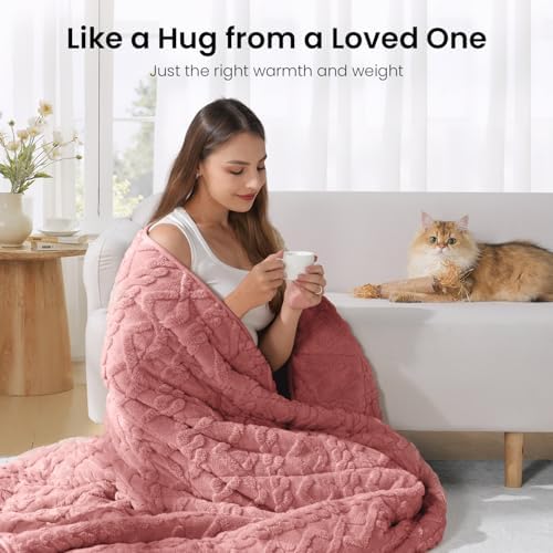 Drewin Weighted Blanket Full Size for Adults 15lbs,Apricot Pink,48" x 72" - Image 4