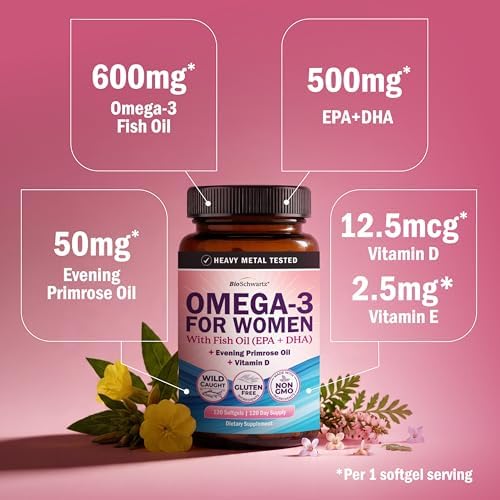 Fish Oil Omega 3 Supplement for Women with Evening Primrose Oil & Vitamin D - Image 2