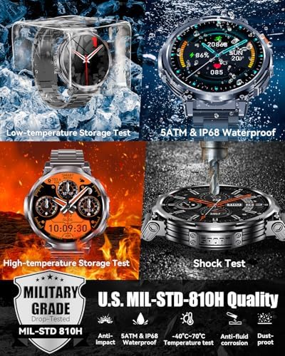 Military Smart Watch for Men, 1.85" Big Screen, Flashlight, 930mAh Battery - Image 5