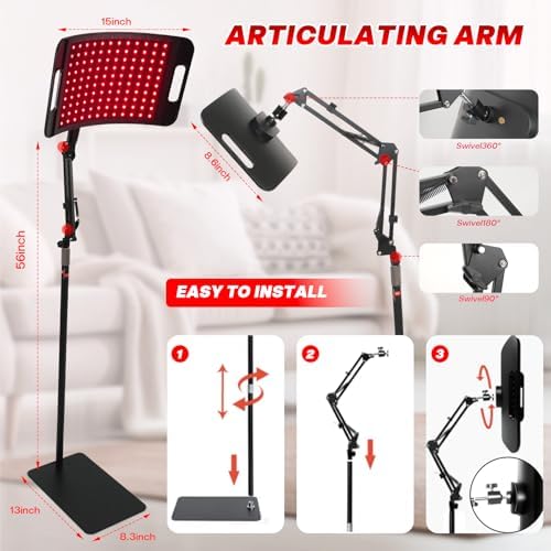 Red Light Therapy for Face and Body, 204PCS 3-in-1 LED Red Infrared Light Therapy Lamp Panel 660nm / 850nm /940nm Wavelength with Adjustable Stand&Protective Goggles–Home Use Gift for Man, Women&Pet - Image 3