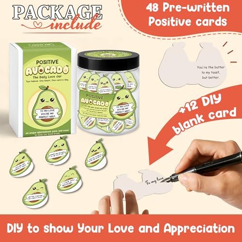 Positive Avocado Jar- 60 Mini Love Notes Xmas Gifts For Couple - Image 2