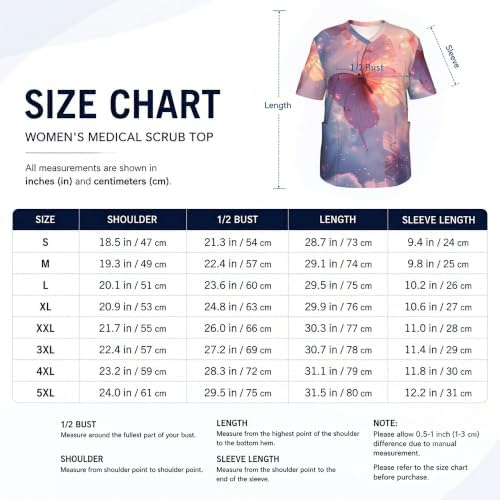 Men's Scrub Top,V-Neck Spill Wrinkle Resistant,3 Pockets-Butterfly Aesthetic (4) - Image 5