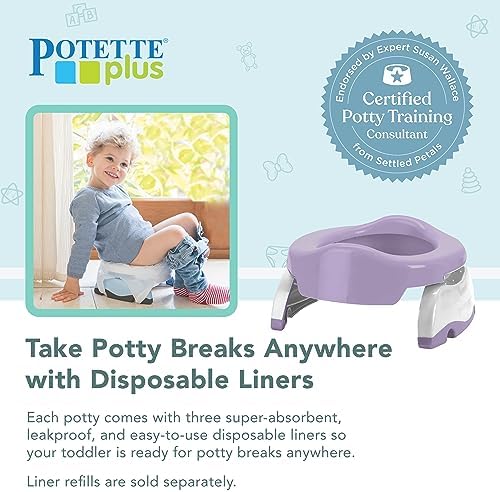 Kalencom Potette Plus 2-in-1 Travel Potty and Trainer Seat - Dual-Purpose Potty Training Toilet Seat - Portable Potty for Toddler Travel - With Durable, Lock-In Legs and Splash Guard - Plum - Image 6