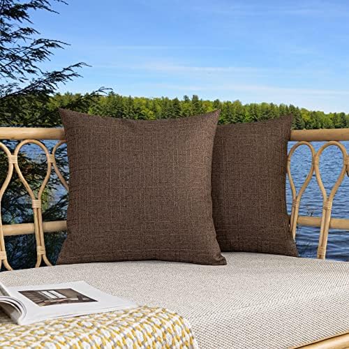 Kevin Textile Outdoor Waterproof 24”x24” Pillow Covers 2 Pack, Brown by KevinTextile
