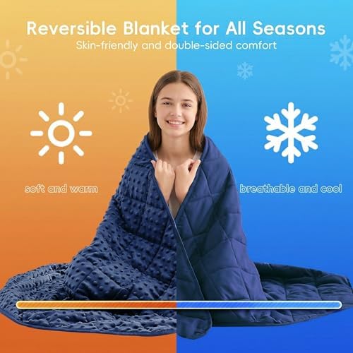 yescool Weighted Blanket for Adults 10 lb, 48 * 72in Twin Full Size Heavy Throw Blanket for Better Sleep, Blue - Image 4