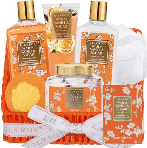 7Pcs Spa Gifts, Birthday Gifts, Perfect Vanilla Spa Gift Baskets for Women by LILYROY