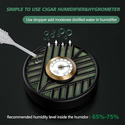 Scotte Cigar Humidifier, Cigar Humidors Humidifier, Round Cigar Humidier & High Precision Cigar Hygrometer Combo for Cigar Box, Keep Cigars Fresh - Image 3