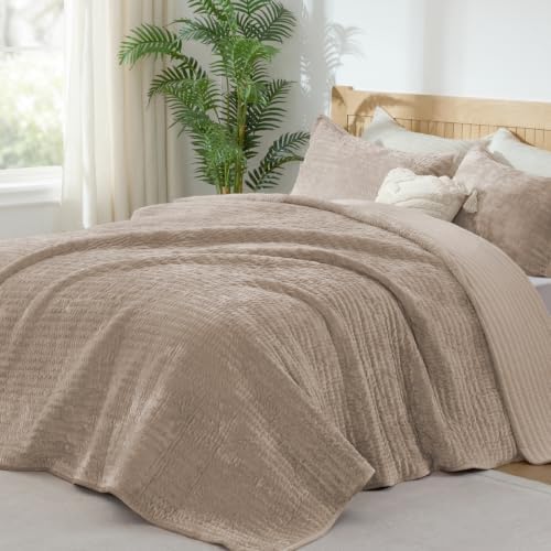 BEDELITE Velvet Quilt Set Queen Size, Luxury Velvet Comforter Bedding by BEDELITE