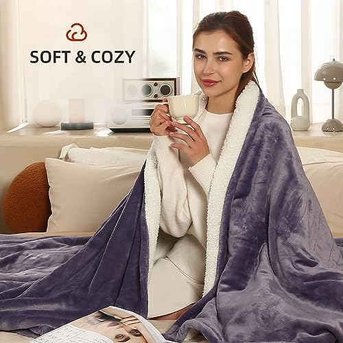 ESTINGO Heated Blanket Electric Blanket Twin Size, Heating Blanket with 5 Heating Levels & 10 Hours Auto Off, Heated Blanket with Overheating Protection for Home, 62"x84", Lavender Purple - Image 2