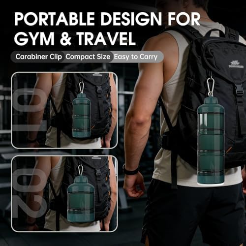 BYLWORKOUT 3-Layer Protein Powder Container with Funnel and Keychain - Image 4