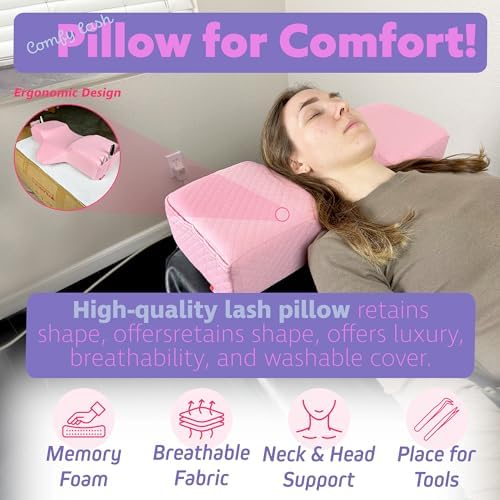 Lash Pillow, Memory Foam Eyelash Pillow for Lash Beds, Pink - Image 2