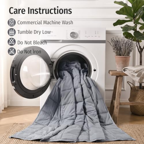 Wemore Cooling Weighted Blanket for Adults 15 lbs Twin Size 48"x72" Grey - Image 6