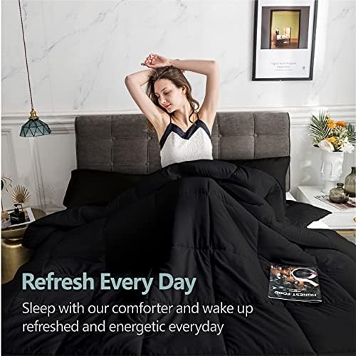 MAPLE DOWN Soft Twin Size Comforter Duvet Insert-Down Alternative Comforter with Corner Tabs-Lightweight Fluffy Breathable Machine Washable (Black,68“x90”) - Image 2