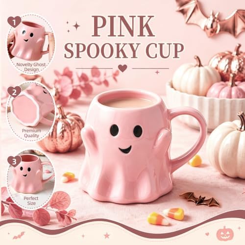 Halloween Boo Basket Stuffers for Women Girls, 8pcs Boo Basket for Adults Kids Teens Care Package Gift Box,Pink Ghost Halloween Mug - Image 3