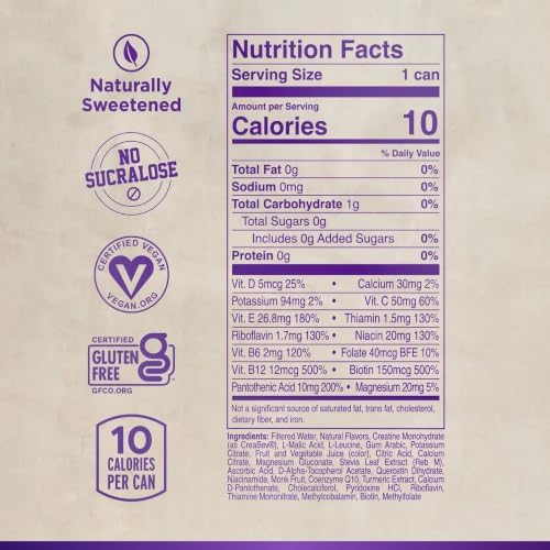 FITAID Creatine Recovery Drink, Electrolytes, Zero Sugar, Sour Grape, 4pk - Image 2