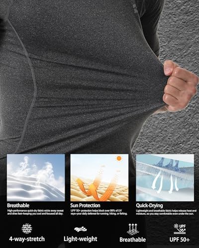 Roadbox Compression Shirt Men Short Sleeve, Cool Dry Base Layer Athletic Undershirts, Workout T-Shirt for Sports Gym Running - Image 5