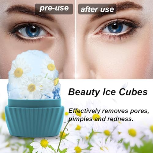Ice Roller for Face and Eye, 2 Reusable Silicone Ice Facial Roller Ice Holder, Face Ice Mold Skin Care, Ice Cube Roller for Shrink Pores Anti Wrinkle Reduce Puffiness, (Black,Blue) - Image 4