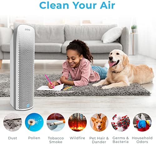 Pure Enrichment PureZone Elite True HEPA Large Room Tower Air Purifier with Air Quality Monitor, 4 Stage Filtration and UV-C Light, Helps Destroy Bacteria, Smoke, Pollen & Dust (White) - Image 2