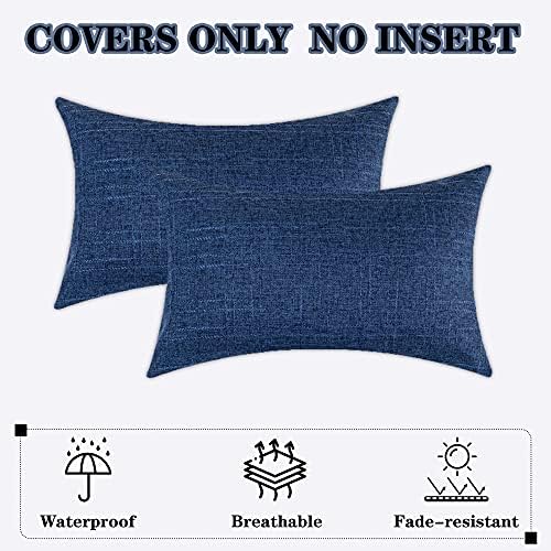 Kevin Textile Outdoor Waterproof 14”x24” Lumbar Pillow Covers 2 Pack, Blue - Image 7