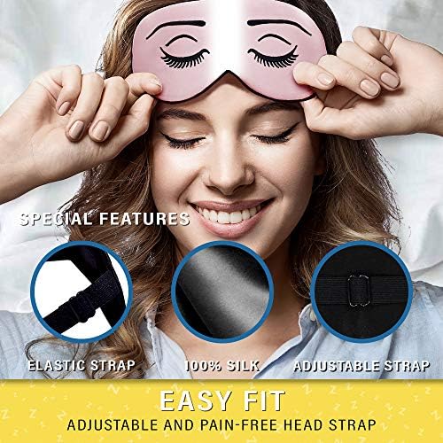 Silk Sleep Eye Mask for Men Women, Comfortable Super Soft Eye Mask with Adjustable Strap, 100% Pure Silk, Works with Every Nap Position, Ultimate Sleeping Aid Blindfold, Blocks Light, Jersey Slumber - Image 5
