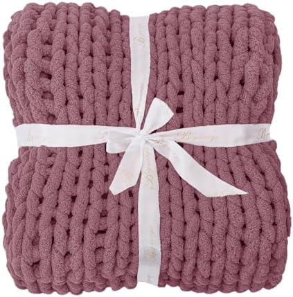 Bigacogo Chunky Knit Throw Blanket for Couch, 51x63 inches, Burnt Rose - Image 7