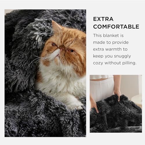 Bedsure Faux Fur Fluffy Sherpa Fleece Queen Blanket Tie Dye Black 60"x80" - Image 3
