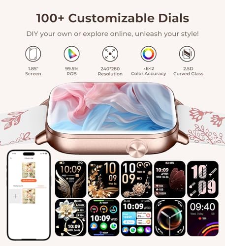 Iaret Smart Watch for Women, 1.83" HD Fitness Tracker with 4 Bands, Answer/Make Calls, Heart Rate/Sleep/SpO2/Step Tracking, 100+ Sport Modes, Android/iPhone Compatible Gift (Rose Gold) - Image 6