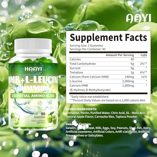 HMB and L-Leucine Gummies, Apple Flavor, 3000mg, 90 Gummies - Image 2