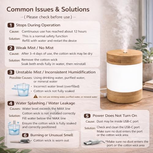 Bamboo Ultrasonic Mini Humidifier, 400ml Quiet Desktop Humidifier with Dual LED Night Light, USB-C Powered, Auto Shut-Off, Portable Small Room Air Moisturizer for Bedroom, Desk, Office & Travel - Image 6