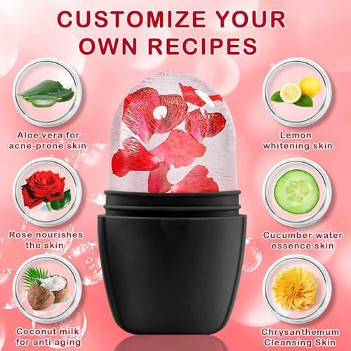 XHJRI Ice Face Roller Massager,Ice Cube Roller for Face, Eyes and Neck Naturally Conditioning and Skin Care,De-Puff Eye Bags,Reduce Migraine Pain,Reusable Massage Silicone Ice Mold (New Black White) - Image 4