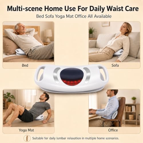 brenzo Lower Back Massager with Heat, Electric Lumbar Stretching Device with Airbag Compression, 15 Intensity Levels, 3 Heat Settings, Portable Back Relaxation for Home Office Use-White - Image 7